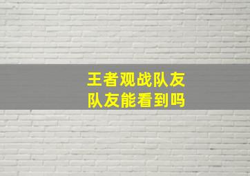 王者观战队友 队友能看到吗